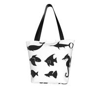 Black and White Fish - Bolso de hombro para mujer, bolso de compras, adecuado para viajes de fin de semana, bolsa de mensajero