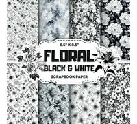 Black And White Floral Scrapbook Paper Collection: Decorative Double-Sided Vintage Flower Craft Papers for Junk Journals, Ephemera, Card Making & Mixed Media Projects