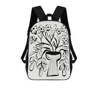Black And White Floral Vase Illustration Mochilas Impresas En 3D Para Niños 17inch Mochilas De Moda Informales Para El Día A Día, Bolsas De Viaje, Mochilas Informales Para Exteriores Para Niños Y Niña