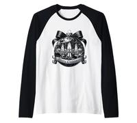 Black and White Gothic Accessories Goth Mom Merry Christmas Camiseta Manga Raglan