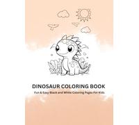 Black and White Illustrated Coloring Page Dinosaur A4: Dinosaur Coloring Page: Cute Dinosaur Coloring Page