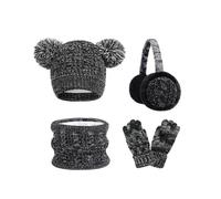 (black and white)Kids Winter Hat Scarf Gloves Set - Fleece Lined Warm Accessories for Boys & Girls