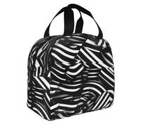 Black and White Lines - Lonchera multifuncional con diseño elegante y gran capacidad para el trabajo, la escuela y al aire libre