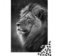 Black and White Lion Rompecabezas Snowy Portrait 1000 Piezas Papel Reciclado Adultos Y Mayores De 12 Años Rompecabezas Juego Educativo para Relajarse 52x38cm/1000pcs