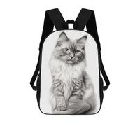 Black And White Ragdoll Cat Portrait 17inch Mochila Escolar Impresa En 3D Para Niños, Mochila Escolar Informal De Moda, Mochilas De Viaje Para Niños Y Estudiantes.