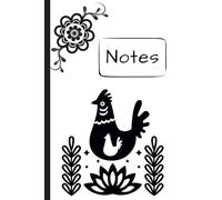 Black and White Scandinavian Chicken Design Notebook