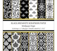 Black and White Scrapbook Paper Wallpaper Style: Scrapbooking paper elegant desing for crafts, Classic style, filigree wallpaper effect