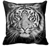 Black and White Tiger Photo Zippered Pillow Case Home Decorative Cushion Covers Square 18x18 Inch (Two Sides)