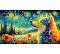 Black-and-White-Wolf-Reflection-in-Lake 1000 Piezas Puzzle Adultos Juego Familiar Desafiante Papel Reciclado para Adultos y niños de 12 años 38x26/1000pcs