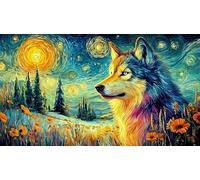 Black-and-White-Wolf-Reflection-in-Lake Puzzle Adultos 1000 Piezas Papel Reciclado Juego Familiar Desafiante para decoración Mural y Regalos 70x50/1000pcs