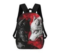 Black And White Wolves with Red Eyes Mochila Escolar, Mochila De Viaje, Mochila Universitaria, Mochilas Para El Campus, Actividades Al Aire Libre, Viajes Y Deportes 17inch