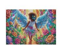 Black Angel Wings Puzzles 300 Piezas Obra De Arte Decorativa Premium Tiempo Feliz Rompecabezas Familiar para Adultos DIY Creativo Aliviar Estrés Portátil 300 PCS