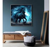 Black Animal Horse Jigsaw Puzzle 120 Pieces 45x45cm/18x18inch, Difficult Jigsaw Puzzles for Adults 120, Beautiful Art Work, Great Festive Puzzle Gift for Men/Women