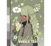 Black Anime Girl Matcha Bubble Tea Notebook: 7.5 x 9.25"