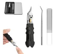 Black Anti-Slip Grip Gear Lock Nail Clipper Set, Ultra-Sharp Tips for Precise Access to Nail Grooves, for Men Seniors Curved Sharp Blades (Black)