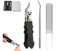 Black Anti-Slip Grip Gear Lock Nail Clipper Set with Ultra-Sharp Tips for Precise Access to Nail Grooves, Professional-Grade Manicure Tool, Eagle Beak Angled Nails Clippers 3-Piece Set