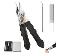 Black Anti-Slip Grip Gear Lock Nail Clipper Set with Ultra-Sharp Tips for Precise Access to Nail Grooves, Designed to Reach Grooves and Remove Nails for Thick Toenails (1set)