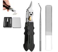 Black Anti-Slip Grip Gear Lock Nail Clipper Set with Ultra-Sharp Tips for Precise Access to Nail Grooves, Pro Nail Tools 3 Piece, Long Handled Nail Trimmer Set, Eagle Beak Angled for Men Women (1set)