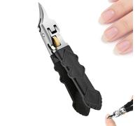 Black Anti-Slip Grip Gear Lock Nail Clipper Set with Ultra-Sharp Tips for Precise Access to Nail Grooves, Pro Nail Tools Eagle Beak Angled Nail Clippers 3-Piece Set (1pcs)