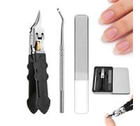 Black Anti-Slip Grip Gear Lock Nail Clipper Set with Ultra-Sharp Tips for Precise Access to Nail Grooves,Wide Jaw Opening Slanted Toenail Clipper,Professional-Grade Manicure Tool Men (A)
