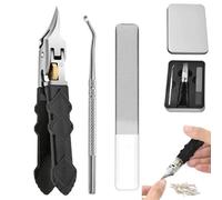 Black Anti-Slip Grip Gear Lock Nail Clipper Set with Ultra-Sharp Tips for Precise Access to Nail Grooves, Ingrown Toenail Clippers for Thick Hard Nails (3 pieces)