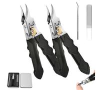 Black Anti-Slip Grip Gear Lock Nail Clipper Set with Ultra-Sharp Tips for Precise Access to Nail Grooves, Designed to Reach Grooves and Remove Nails for Thick Toenails (2set)