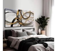 Black Art Modern Art Picture Bedroom Grey Abstract Oil Painting Home Decor Living Room Dining Room Office Ready to Hang 60x120cm（24x47inch) Frameless