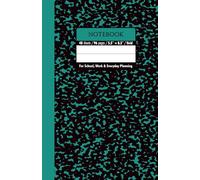 Black & Autumn Blue Green Marble School Notebook - Grid, 96 Pages, 5.5" x 8.5", Soft Matte Cover: For schoolwork, math, science, creative projects, and daily planning