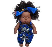 Black Baby Doll - Realistic Reborn Doll For Kids | African Dolls with Overalls and Headband, Real Looking Baby Dolls For Girls | Silicone Small Black Doll Toy For Birthday Gift