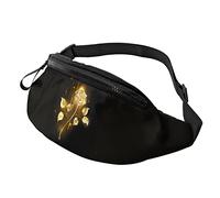 Black Background Gold Rose Flower Fanny Pack Sport Casual Riñonera para Mujeres Hombres de Moda