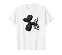 Black Balloon Dog Checkerboard Modern Pop Art Poodle Camiseta gráfica económica, Hombre, Blanco, L