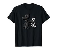 Black Balloon Dog Checkerboard Modern Pop Art Poodle Camiseta gráfica económica, Hombre, Negro, L