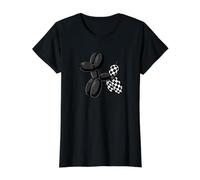 Black Balloon Dog Checkerboard Modern Pop Art Poodle Camiseta gráfica económica, Mujer, Negro, S