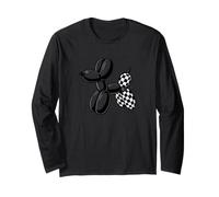 Black Balloon Dog Checkerboard Modern Pop Art Poodle Manga Larga