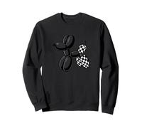 Black Balloon Dog Checkerboard Modern Pop Art Poodle Sudadera