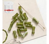 Black Bamboo Beads, 2026 New Black Transparent 12mm Bamboo Joint Plastic Craft Beads, Natural Blacks Agate Stone Bamboos Shape Gem Bead for Jewelry Making DIY Bracelet Necklace (C,50pcs)