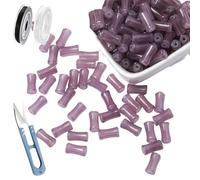 Black Bamboo Beads, Transparent 12mm Bamboo Joint Plastic Craft Beads, Natural Black Agate Stone Bamboos Shape Gem Bead for DIY Necklaces Bracelet Earring (Deep purple,50)