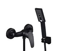Black Bathroom Taps Set Bass Hot and Cold Wall Mounted Bath Taps with Shower Attachment 3 Functional-A_19