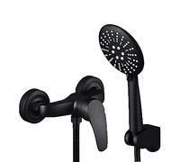 Black Bathroom Taps Set Bass Hot and Cold Wall Mounted Bath Taps with Shower Attachment 3 Functional-A_19