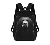 Black Bear Portrait on Black Background Mochilas Impresas En 3D Para Niños 17inch Mochilas De Moda Informales Para El Día A Día, Bolsas De Viaje, Mochilas Informales Para Exteriores Para Niños Y Niñas