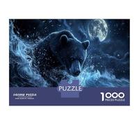 Black Bear Puzzle Imposible,desafío for Adults Moonlit Night Juego Educativo 1000 Piezas Obra De Arte De Juego De para Adultos Y Niños 70x50cm/1000pcs