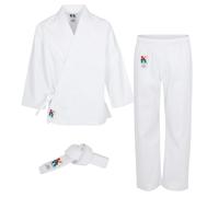 BLACK BELT KIDS Uniforme de karate para niños y niñas: nuestro juego de karate blanco para niños incluye pantalones de karate y un cinturón blanco., Blanco, 00
