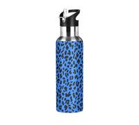 Black Blobs and Spots - Botella de agua de acero inoxidable aislada a prueba de fugas y sudor, botella de agua al vacío con popote para gimnasio, deportes al aire libre, 600 ml