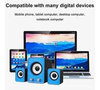 (Black Blue) Compact 2.1 Subwoofer USB Speaker Set 12W, 3.5 Mm, USB Power Supply, use in PC, Laptop, Tablet and Smartphone