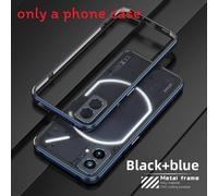 (Black Blue)Funda para teléfono For Nothing Phone2 con marco de metal y protección de lente diseño diario