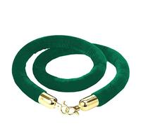 Black/Blue/Green/Red Barrier Rope for Shopping Mall/Hotel/Company,Velvet Crowd Control Rope with Chrome Plated Hooks, 2/3/4/5/6/7/8/9/10 Feet Long(Green,7ft/215cm)