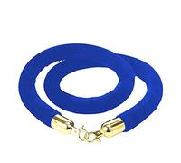 Black/Blue/Green/Red Barrier Rope for Shopping Mall/Hotel/Company,Velvet Crowd Control Rope with Chrome Plated Hooks, 2/3/4/5/6/7/8/9/10 Feet Long(Blue,9ft/274cm)