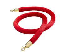 Black/Blue/Green/Red Barrier Rope for Shopping Mall/Hotel/Company,Velvet Crowd Control Rope with Chrome Plated Hooks, 2/3/4/5/6/7/8/9/10 Feet Long(Red,3.3ft/100cm)
