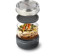 BLACK + BLUM Bowl | Fiambrera a prueba de fugas para preparación de comidas, vidrio, acero inoxidable, polipropileno con fibra de madera y silicona, pizarra, 750 ml