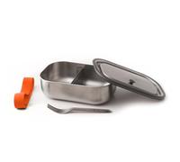 Black+Blum BAM-SS-L003 - Lonchera de acero inoxidable 3 en 1 multifunción con compartimentos ajustables, contenedor de alimentos con cierre al vacío, sello de silicona y tenedor, naranja, 1 litro